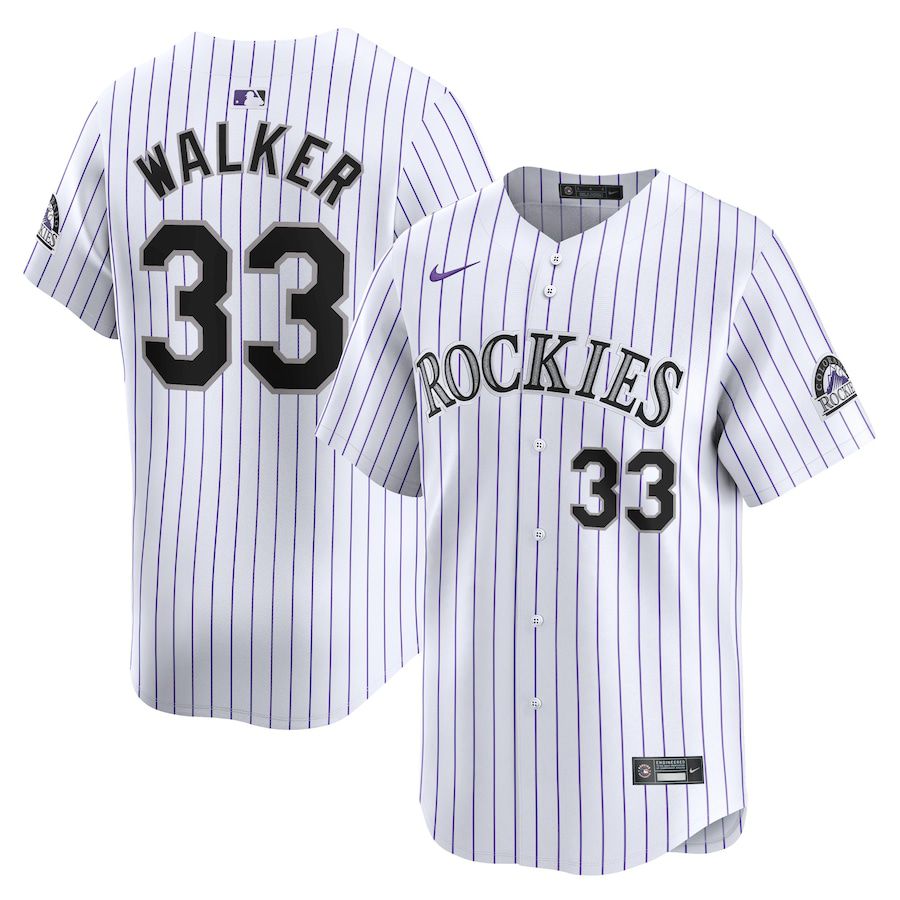 Men Colorado Rockies #33 Larry Walker Nike White Home Limited Player MLB Jersey->->
